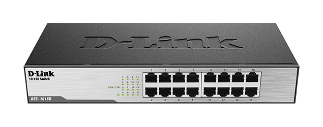 16-Port FAST ETHERNET UNMANAGED DESKTOP SWITCH DES-1016D